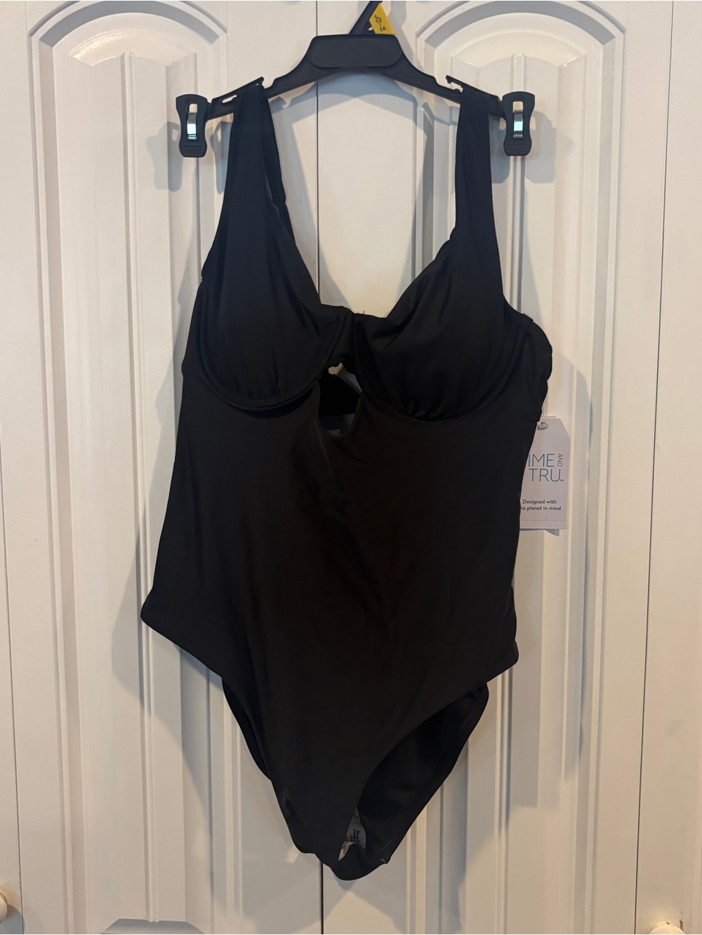 Time and tru black one piece swimsuit size large